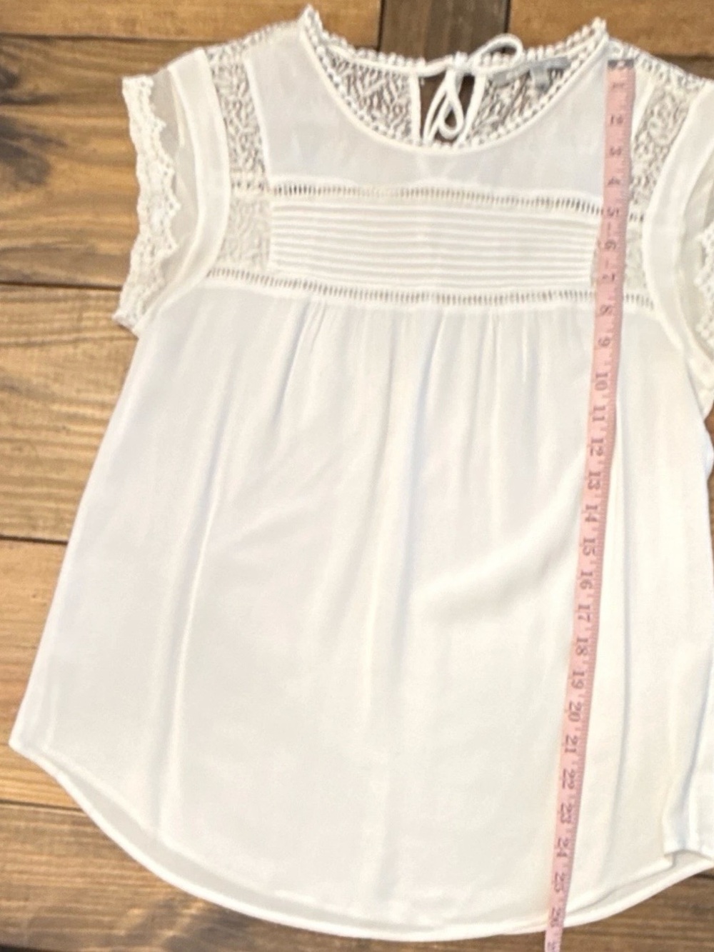 Daniel Rainn Cream Lace-Trim Pintuck Blouse - Picture 4 of 5